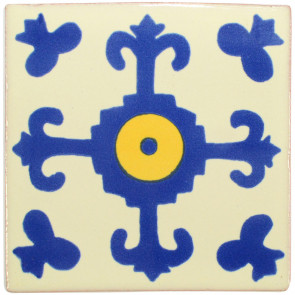 Valencia Blue/Yellow Decorative Talavera Blanco