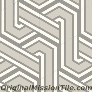 Original Mission Tile Cement Hexagonal Alexa - 8 x 8