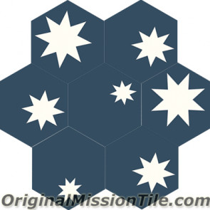 Original Mission Tile Cement Hexagonal Star 01 - 8 x 8