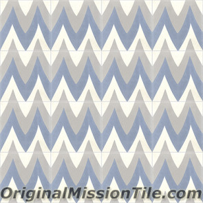 Original Mission Tile Cement Santa Barbara Leaf Zag - 8 x 8
