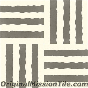 Original Mission Tile Cement Santa Barbara Stripes - 8 x 8